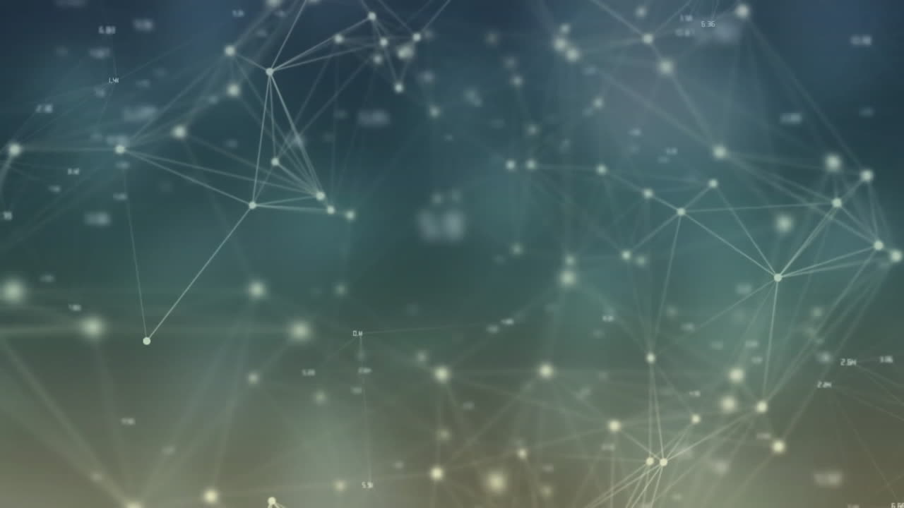 Animation of network of connections with spots over dark background