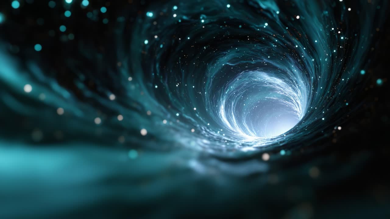 Mysterious Cosmic Vortex: A Glimpse Into the Depths of Space with Glimmering Stars and Ethereal Light Captured in a Stunning Visual Journey Through Time and Space