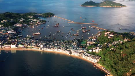 idyllic tropical cheung chau island marina coastline aerial view hong kong destination