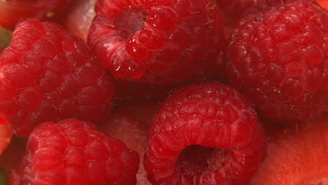 4k macro raspberries, closeup berries