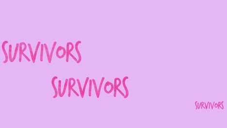 Animation-of-multiple-pink-survivor-text-appearing-on-pink-background