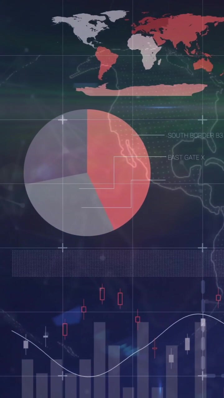 Mostrando statistiche globali, animazione di analisi dei dati con grafici e diagrammi