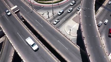 Aerial-shot-of-road-traffic-multilevel