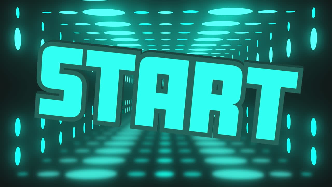 animación del texto de inicio sobre puntos de luz sobre fondo negro