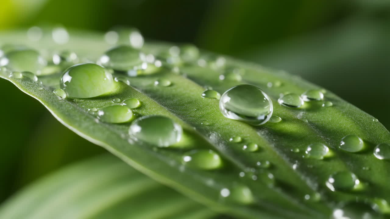 gotas de agua sobre una hoja verde