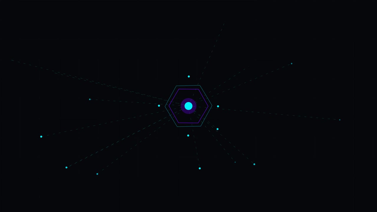 Abstract Digital Hexagon Network Animation on Dark Background