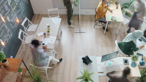 modern coworking space with diverse team