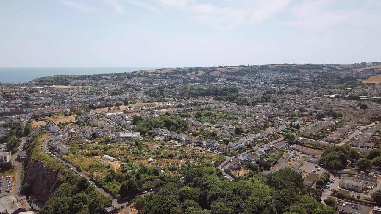 Aerial View of Coastal Town and Landscape