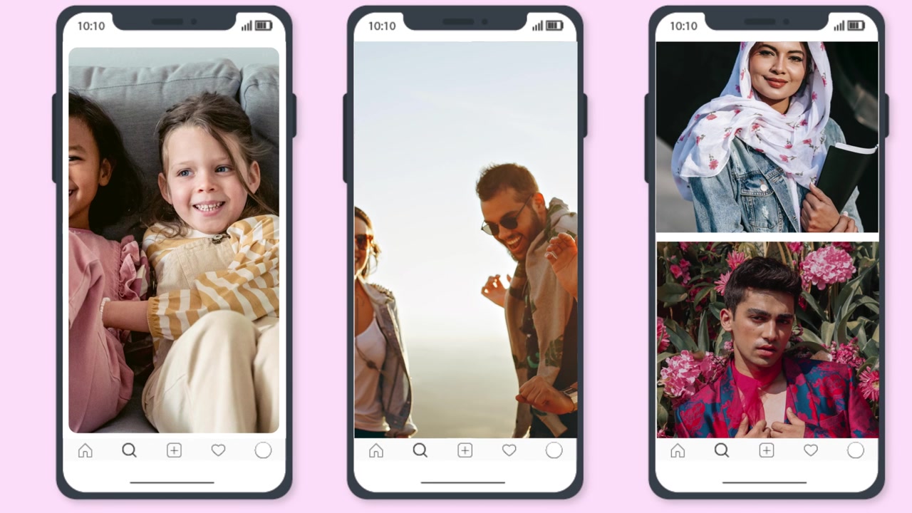 Feed di Instagram con foto e stili diversi