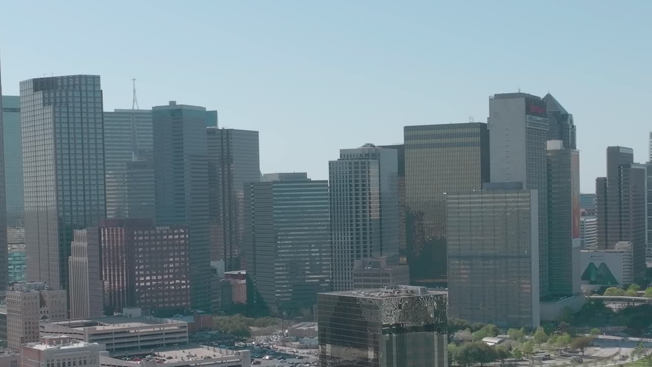 Vista do centro de Dallas, Texas, de uma perspectiva aérea durante o dia