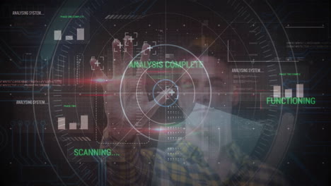 animation of futuristic interface scanning over person interacting with screen in school