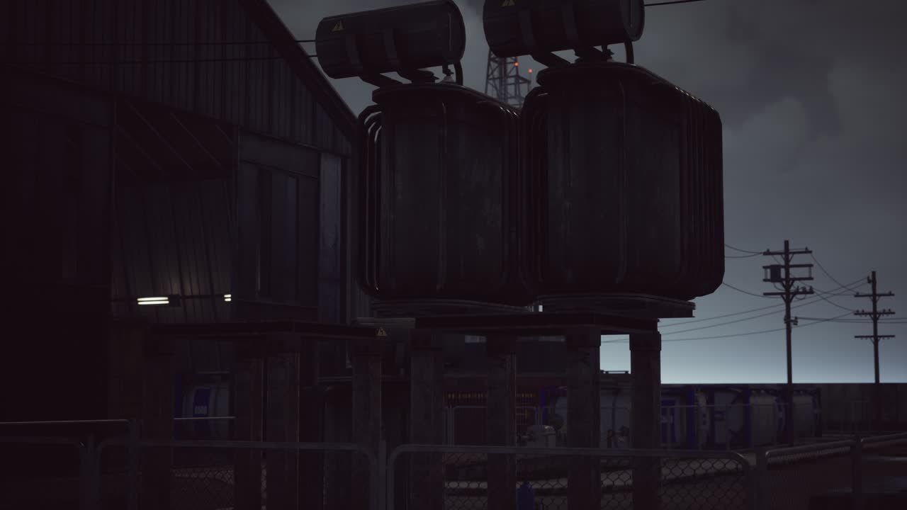 промышленная зона в темно-облачную погоду