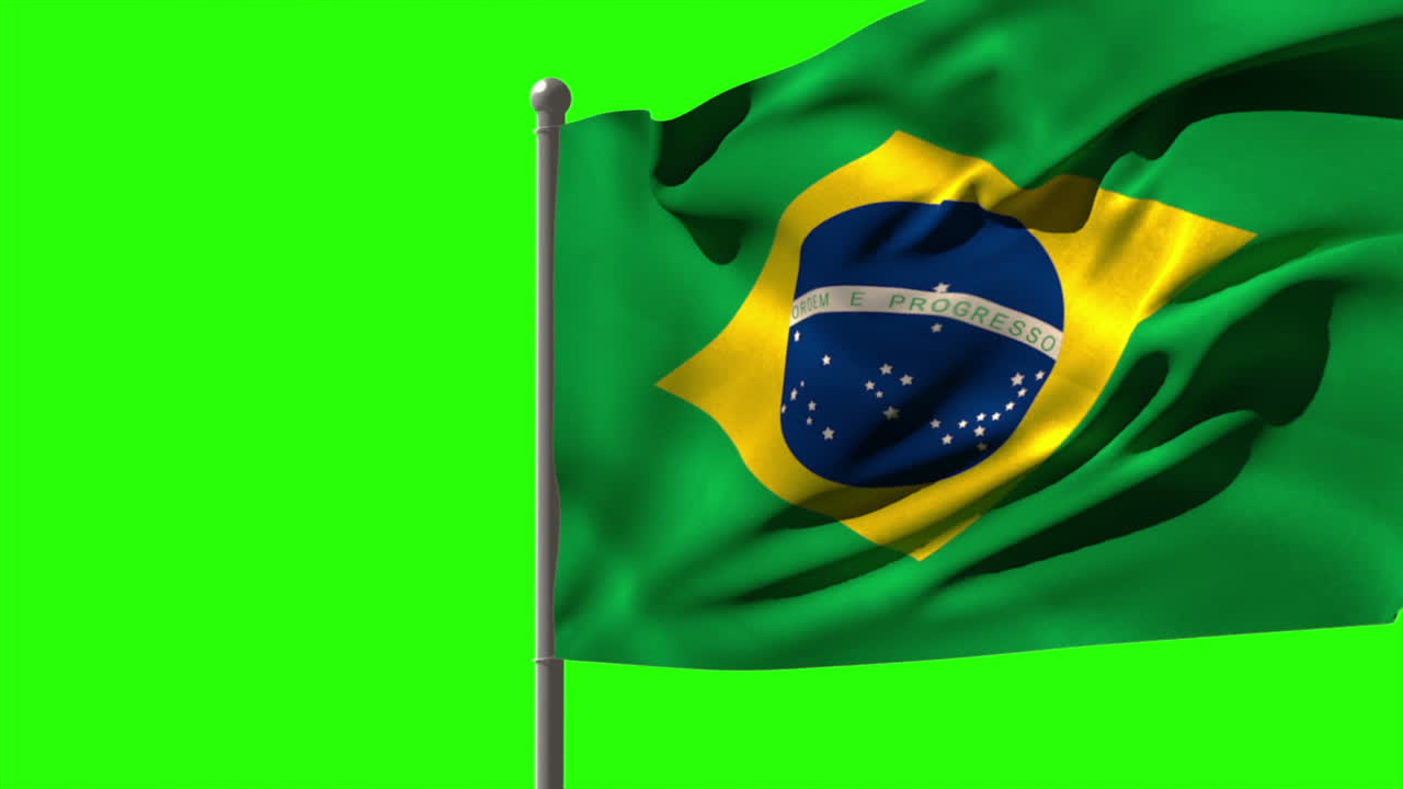 Bandeira nacional do Brasil tremulando em mastro