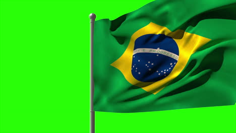 Bandera-Nacional-De-Brasil-Ondeando-En-El-Asta-De-La-Bandera-