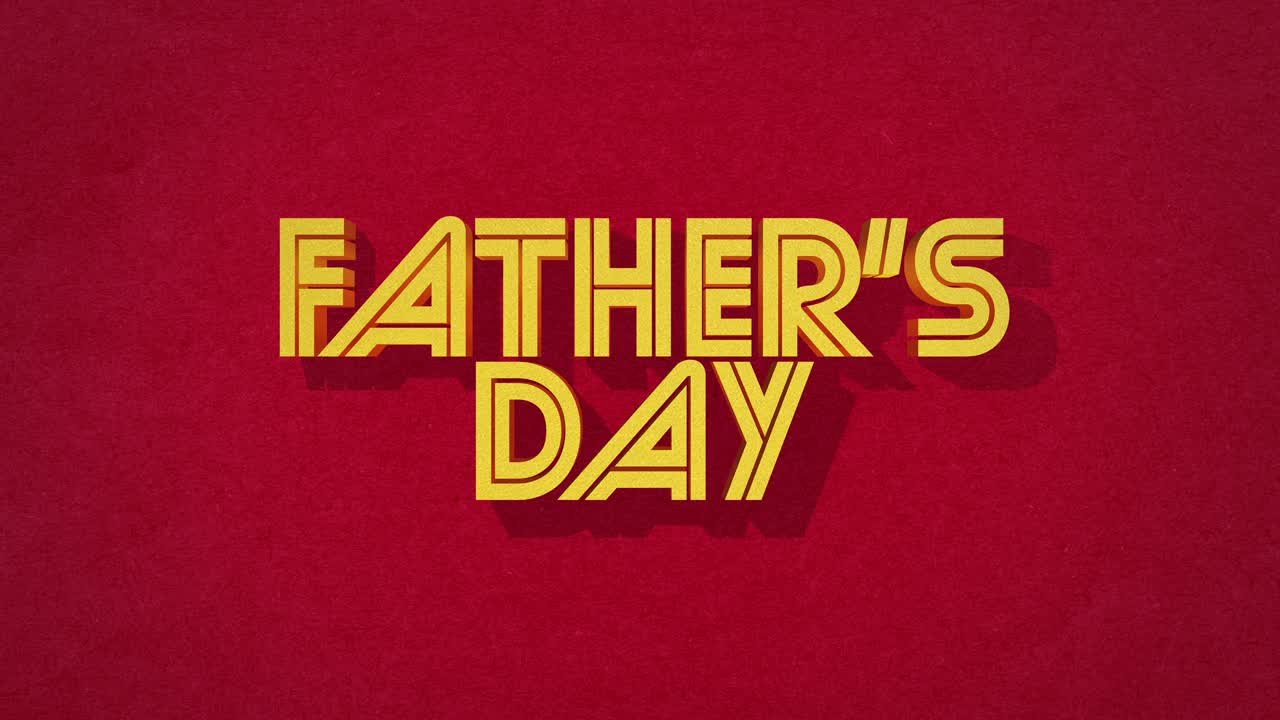 Retro Fathers Day text on red vintage texture in 80s style