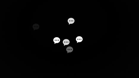 animación de burbujas de habla en fondo negro