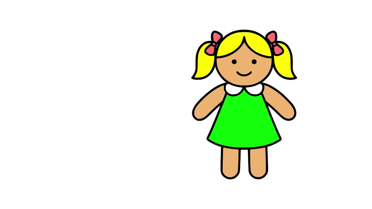 Animation of an illustration of a rag doll