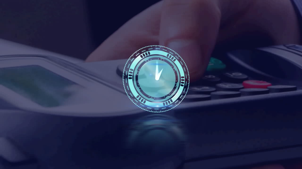 animación de un terminal de pago a través del reloj