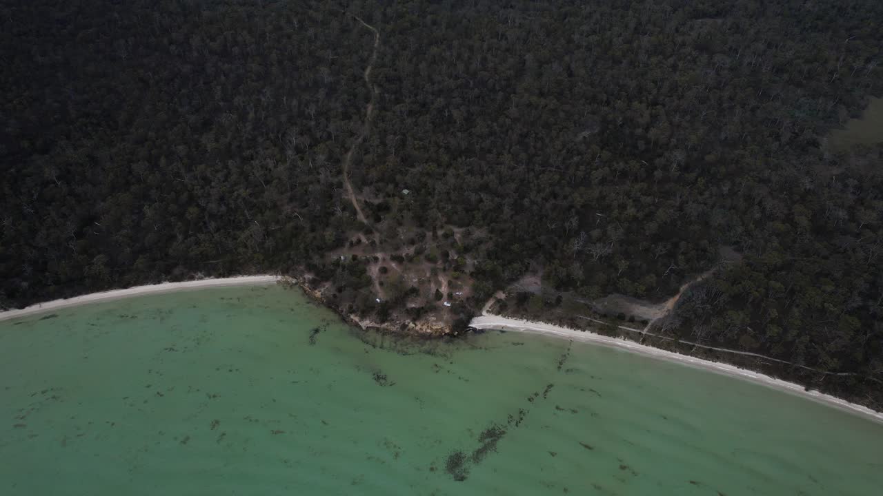 Aerial Shot Over Lime Bay And Surrounding Nature Reserve In Tasmania, Australia