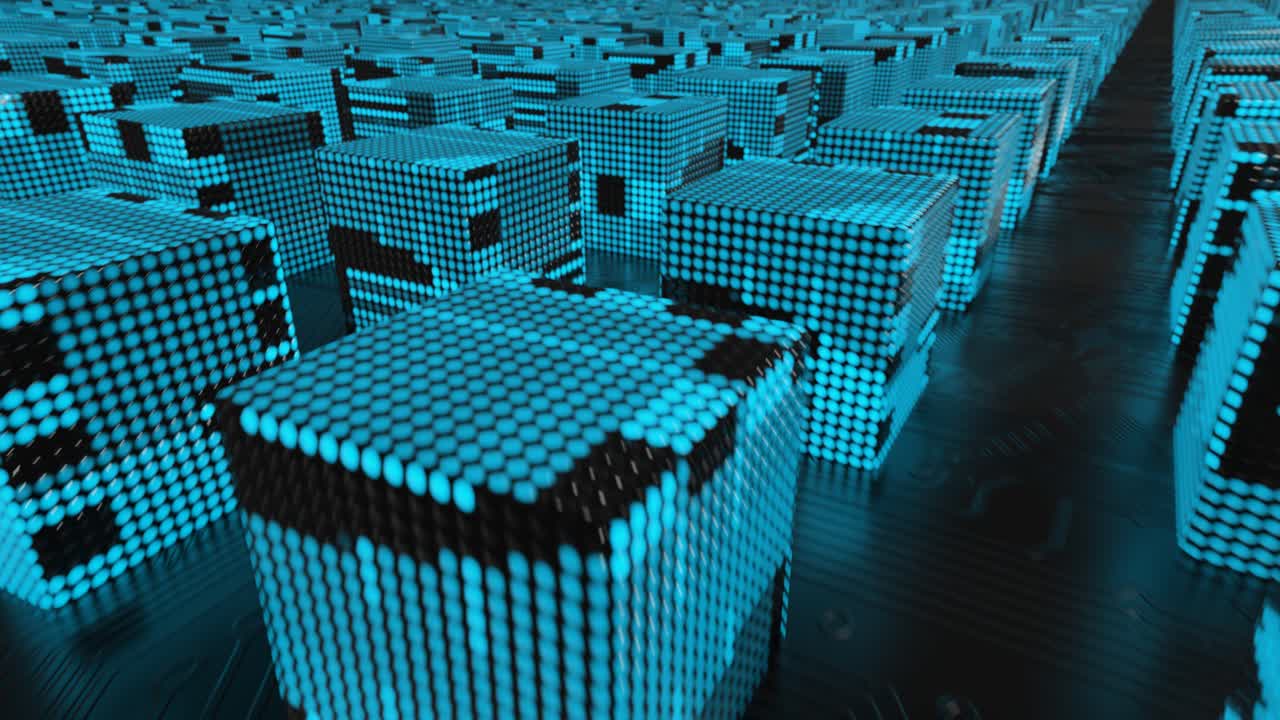 High tech circuit machine futuristic sci-fi LED electric light matrix scrolling