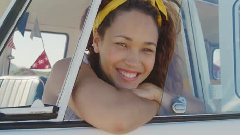 camper van road trip by the sea