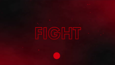 animation of red neon fight text over red spotlights and clouds of smoke