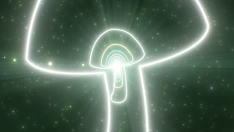 mushroom fungus plant shape outline glowing neon lights tunnel portal - 4k seamless vj loop motion background animation