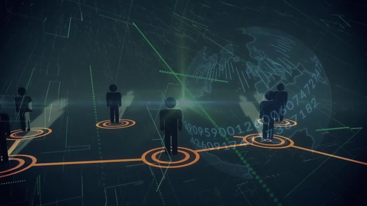 사람들과의 연결의 네트워크와 함께 지구의 애니메이션 아이콘