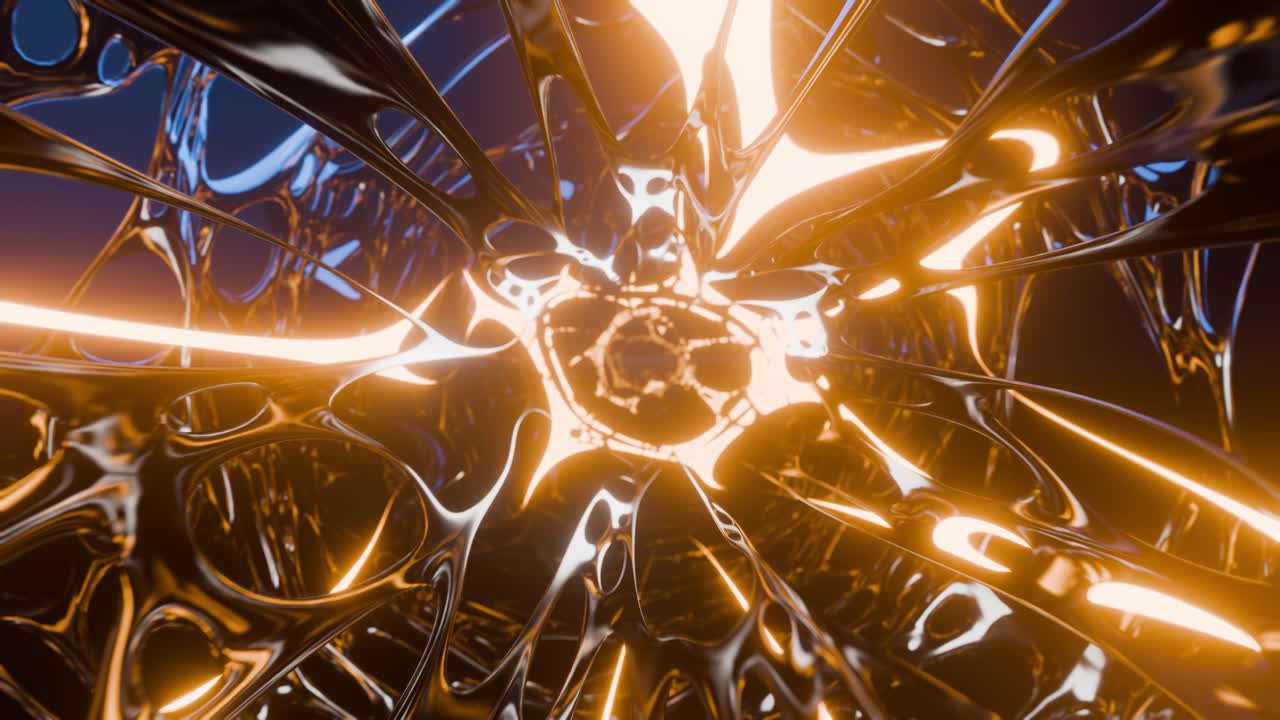 Luci al neon intense e luminose che si muovono in loop infiniti