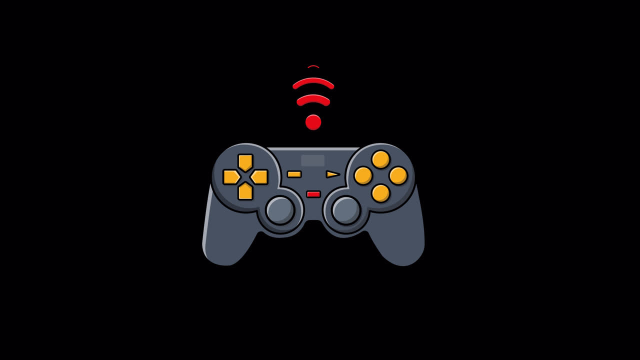 Controller di gioco wireless animato con onde di segnale