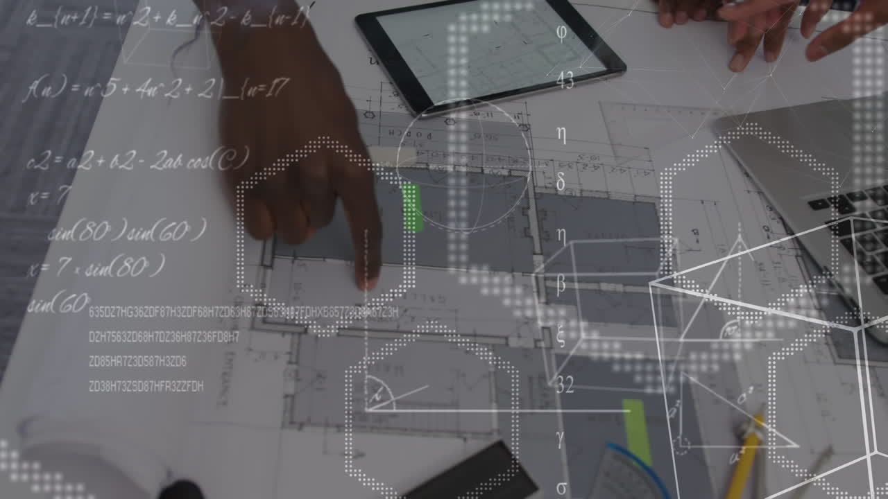 animación del procesamiento de datos sobre diversas personas de negocios en la oficina