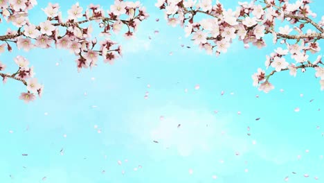 animación de ramas de cerezos en plena flor balanceándose en el viento, ráfagas