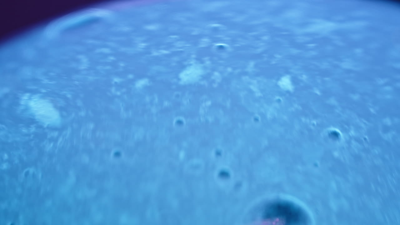 Abstract Blue Liquid with Bubbles Macro Photography