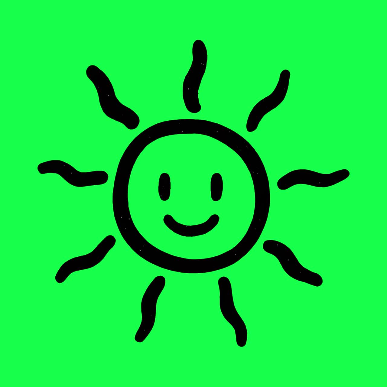 Happy sun animation, transparent 4K video, green screen