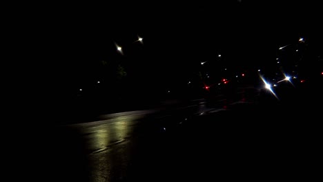 traffic on the rainy night with parallel effect filter