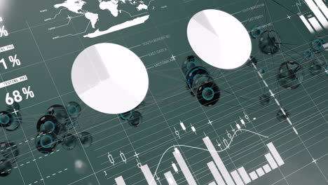 data analysis and testing results animation over financial charts and graphs