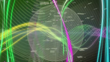 Animation-Von-Leuchtenden-Lichtern-Und-Einem-Globus-über-Dem-Stadtbild