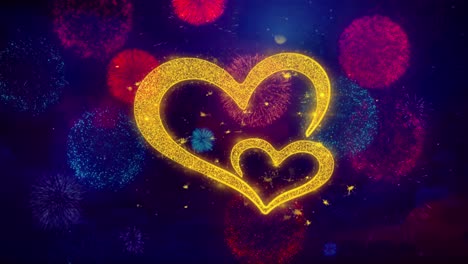 golden hearts and fireworks