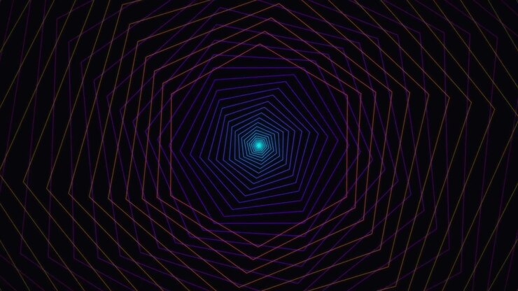 Abstract Geometric Hexagon Tunnel Animation with Glowing Neon Lines