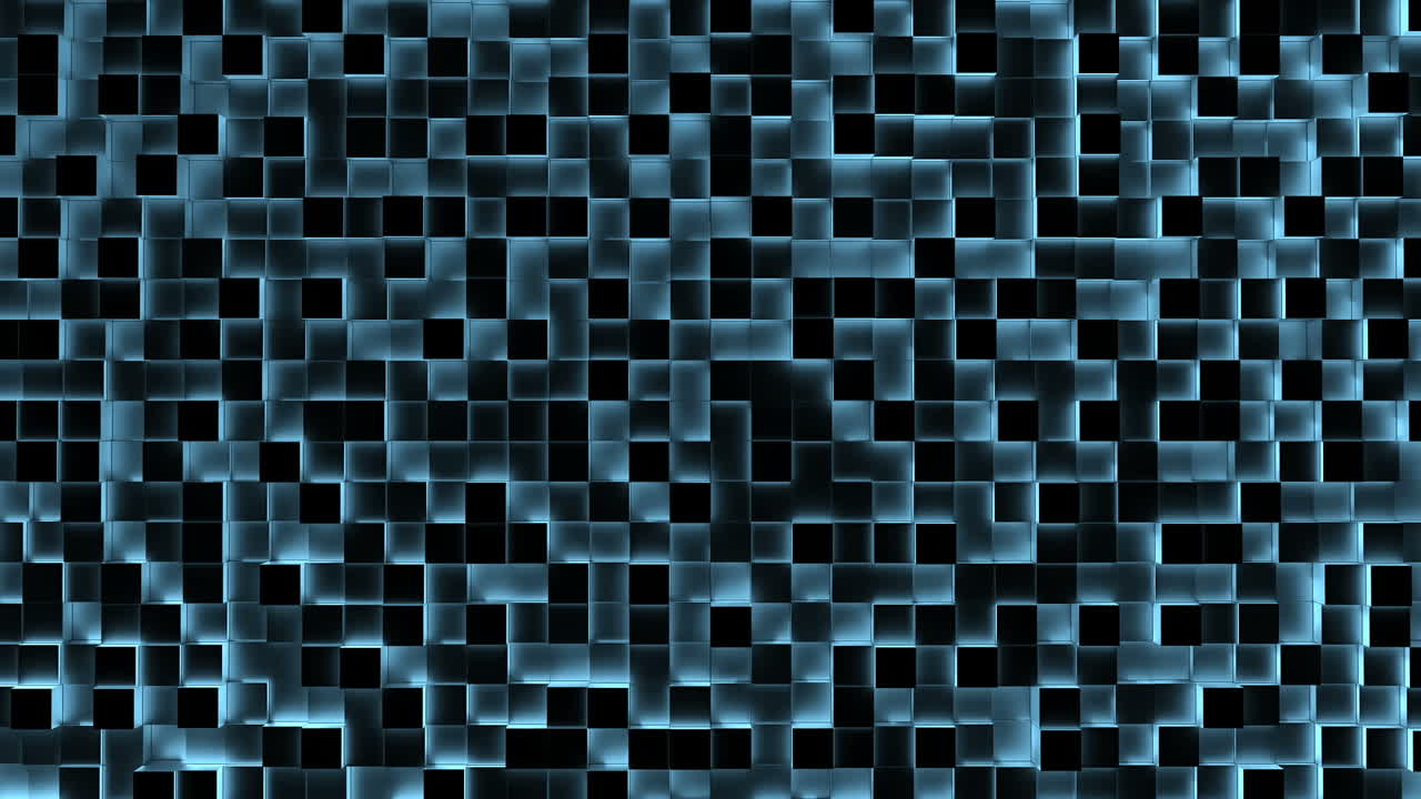 Blue illuminated blocks moving in up and down pattern