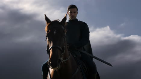 knight on horseback with a sword