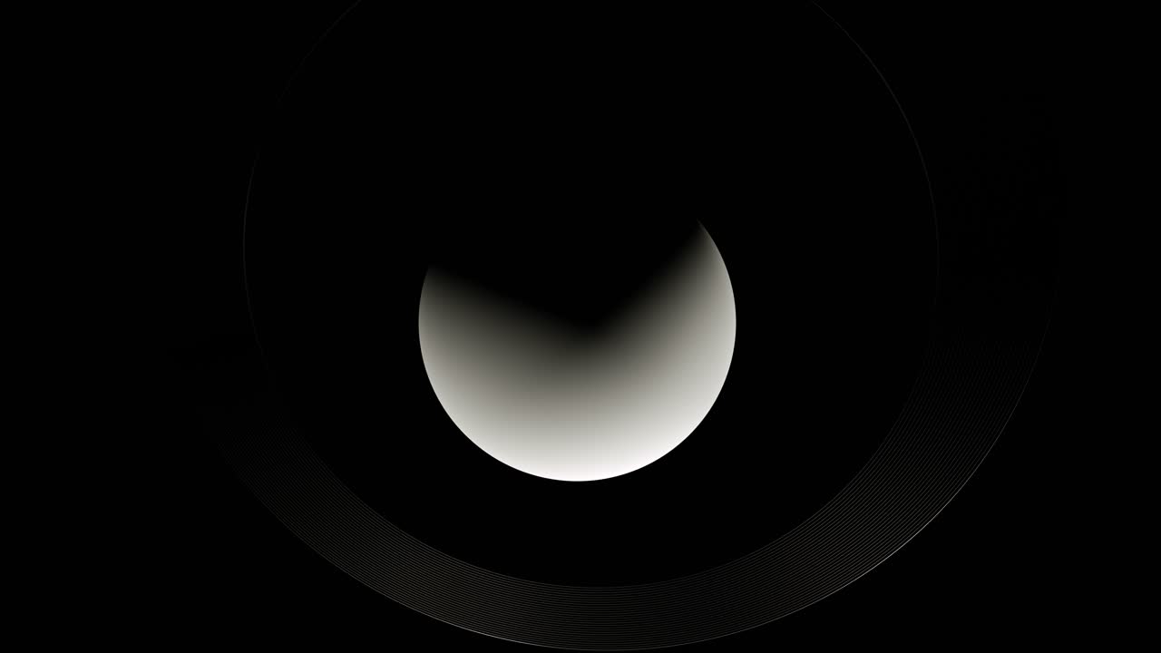 Dark abstract planet Saturn in dark space. 3d animation
