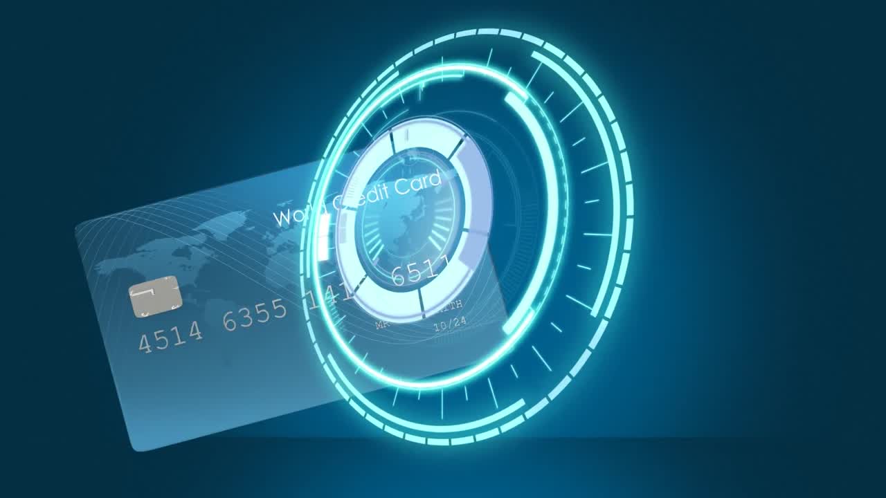 은행 카드 위의 로딩 서클의 애니메이션