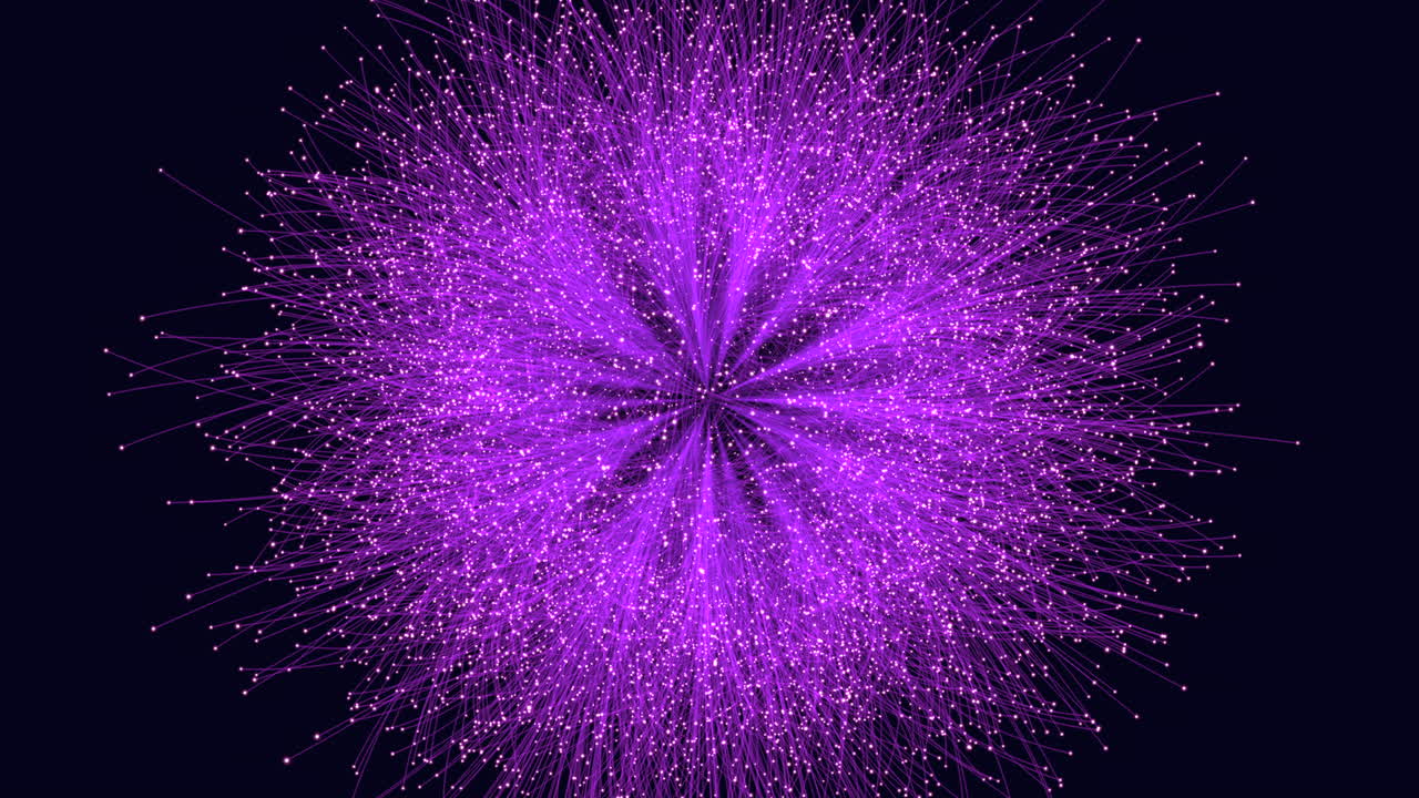 esfera geométrica futurista en movimiento con destellos de luz de neón y líneas en el espacio oscuro