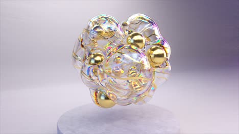 abstract 3d rendered glass and gold sculpture