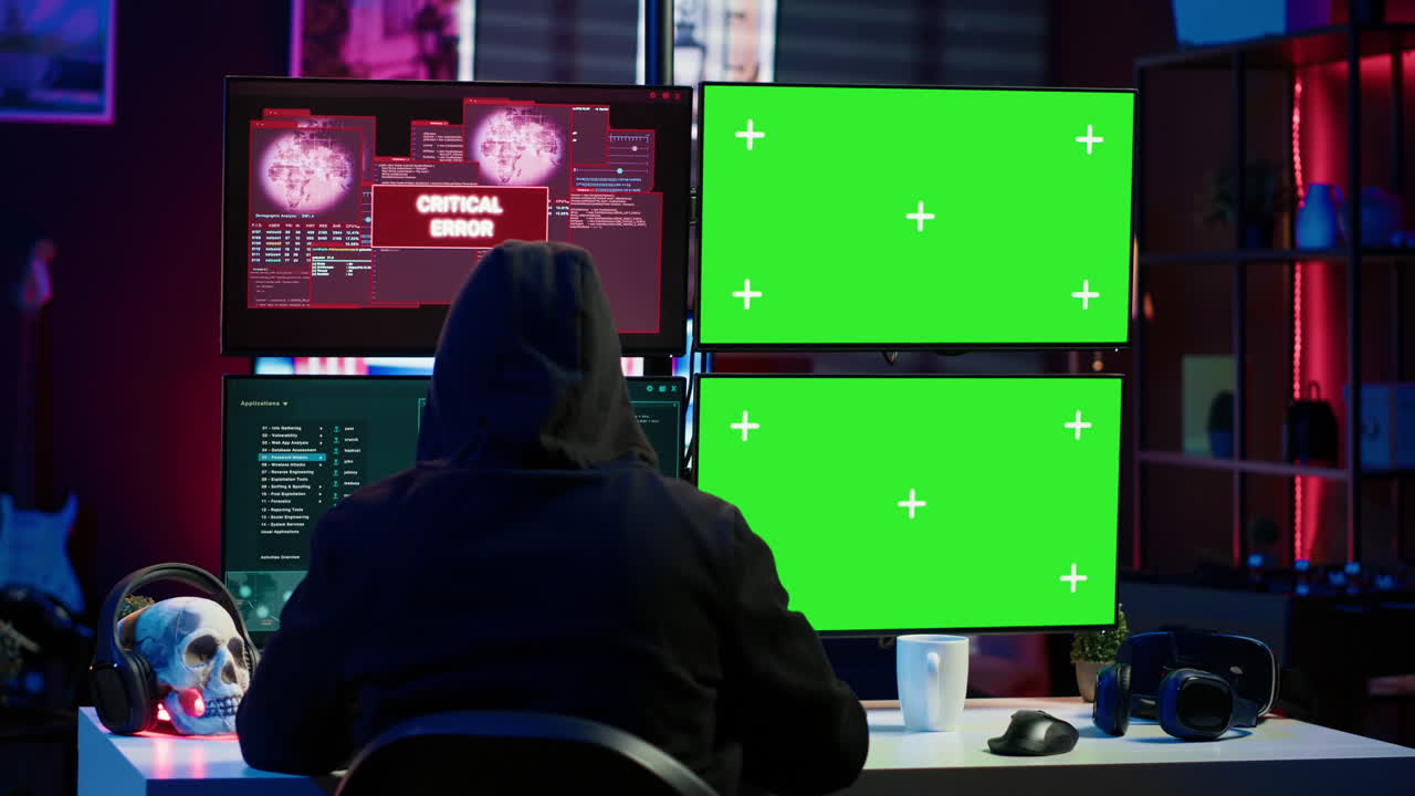 usando el monitor de maqueta viendo el mensaje de error de acceso denegado hacker
