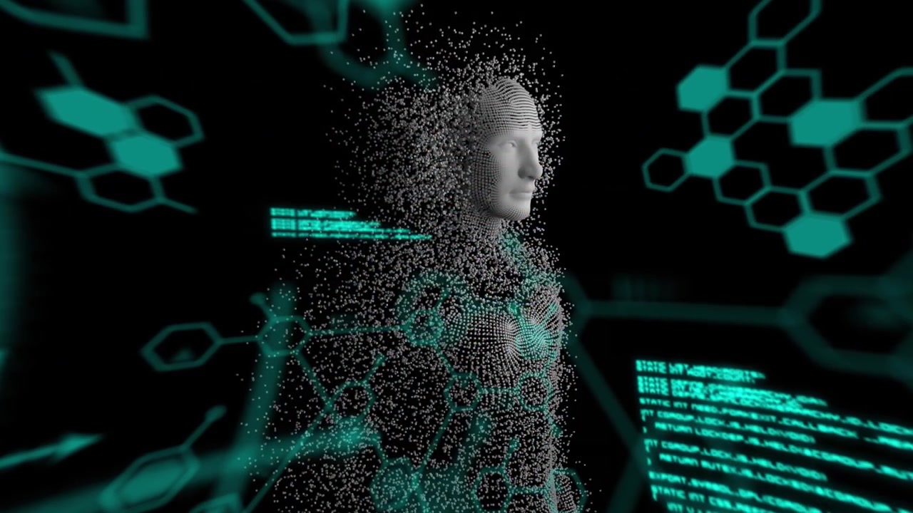 Animation of diverse data processing over human model on black digital background