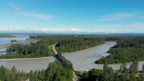 4K-Drone-Video-of-Alaska-Railroad-Train-Trestle-with-Mt