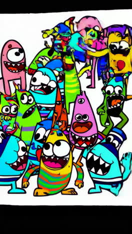 a group of colorful cartoon monsters