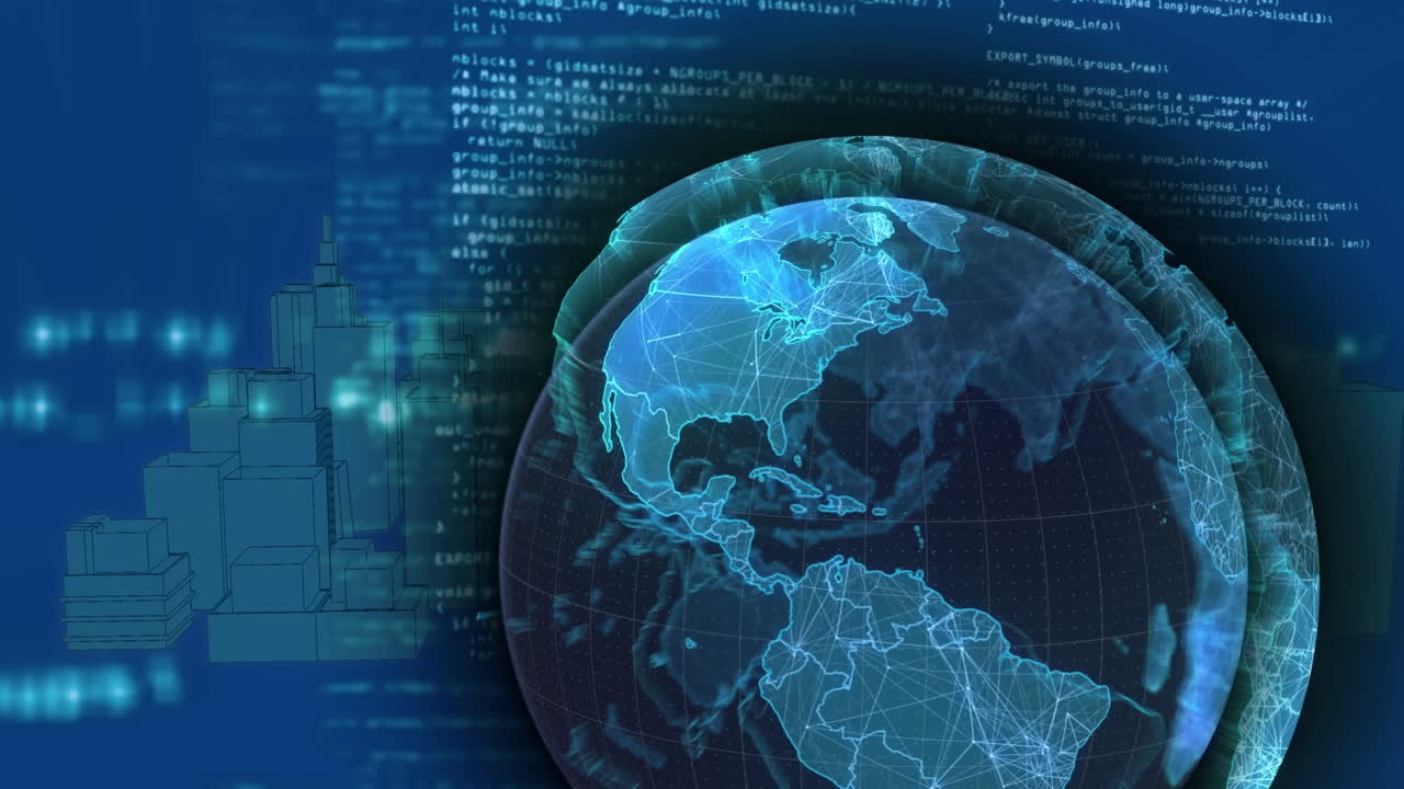 Animation of globe over data processing